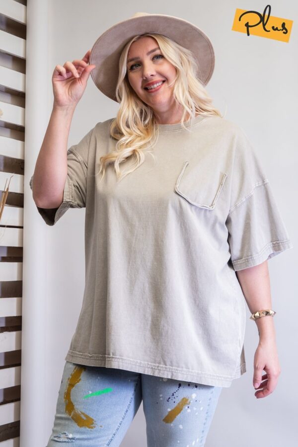 Mineral Washed Cotton Boxy Tunic – Plus Size Light Mudd