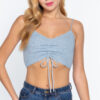 Sweater-Knit Ruched Crop Cami – Heather Blue