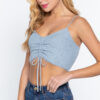 Sweater-Knit Ruched Crop Cami – Heather Blue