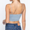 Sweater-Knit Ruched Crop Cami – Heather Blue