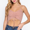 Sweater Knit Crop Cami with Front Ruched Detail – Heather Pink