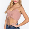 Sweater Knit Crop Cami with Front Ruched Detail – Heather Pink