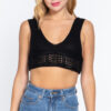 Textured Crop Sweater Tank – Black V-Neck