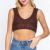 Textured Crop Sweater Tank – V-Neck in Chocolate