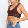 Textured Crop Sweater Tank – V-Neck in Chocolate