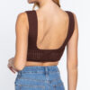Textured Crop Sweater Tank – V-Neck in Chocolate