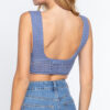 Textured V-Neck Crop Sweater Tank – Mid Blue