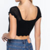 Sweater Knit Crop Top – Knot-Front V-Neck – Black