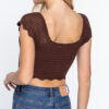 V-Neck Front-Knot Sweater Knit Crop Top – Chocolate