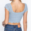 V-Neck Front-Knot Sweater Knit Crop Top – Silk Blue