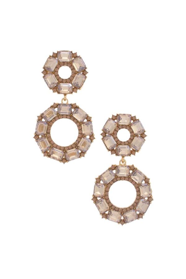 Double Circle Rhinestone Earrings – Sparkling Double Circle