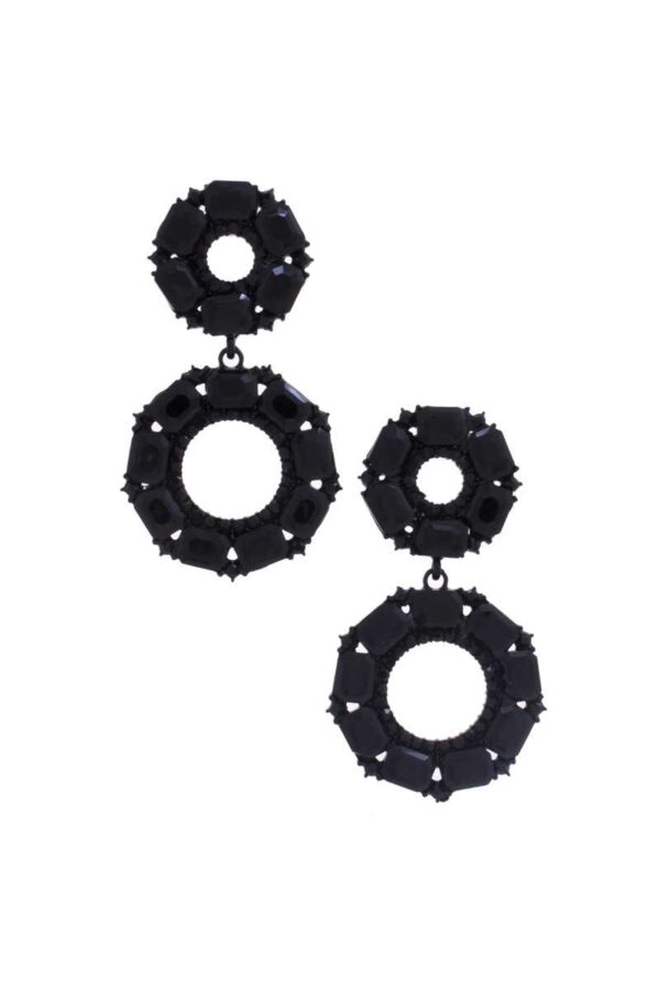 Double Circle Rhinestone Earrings – Sparkling Double Circle