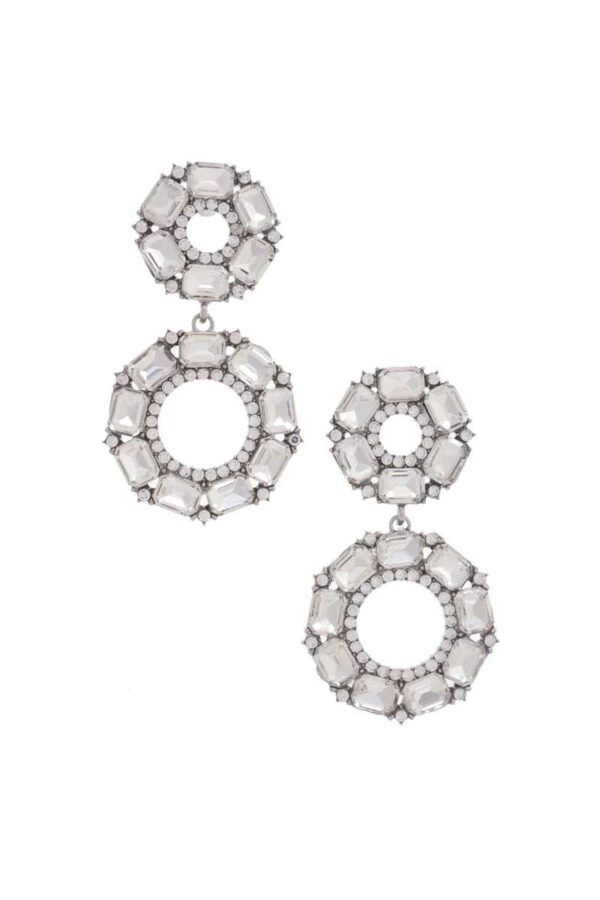 Double Circle Rhinestone Earrings – Sparkling Double Circle