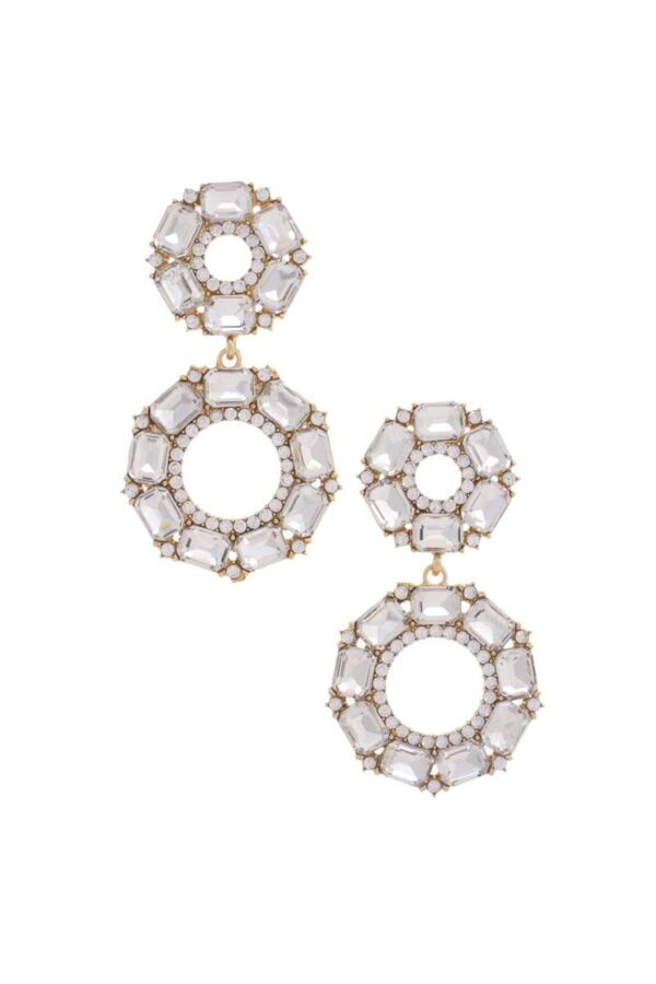 Double Circle Rhinestone Earrings – Sparkling Double Circle