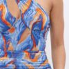 One-Shoulder Printed Mini Dress – Blue or Orange