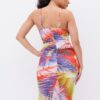 Printed Mesh Dress – Orange/Green Playful Print
