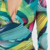 Printed Long Sleeve V-Neck Dress – Green/Pink