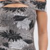 Printed Mesh Off-Shoulder Dress – Black/Grey