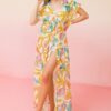 Printed Woven Maxi Cover-Up with Ruffled Sleeves – Ivory