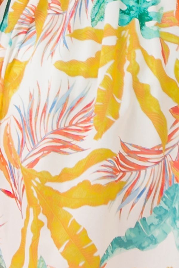 Printed Woven Maxi Cover-Up with Ruffled Sleeves – Ivory