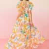 Printed Woven Maxi Cover-Up with Ruffled Sleeves – Ivory