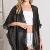 Sheer Shawl Cardigan with Ruffle Edge – Black