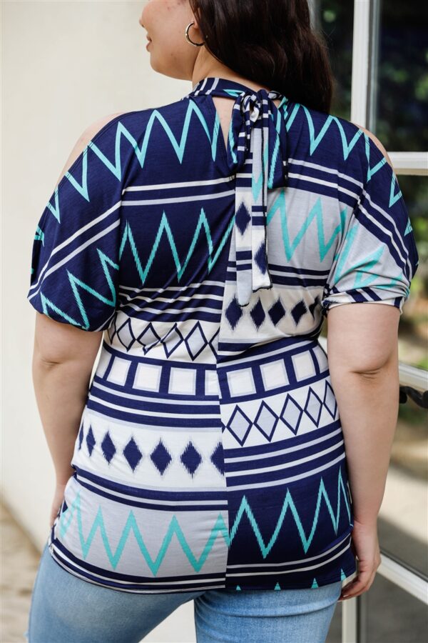 Plus Polka Dot Cold-Shoulder Self-Tie Short Sleeve Top