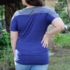 Plus-Size Stripe Short-Sleeve Top with Bell Sleeves