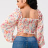 Floral Sweetheart Smocked Blouse – Cream Pink