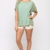 Ribbed & Solid Mixed Raw-Edge Top – Dusty Mint