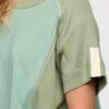 Ribbed & Solid Mixed Raw-Edge Top – Dusty Mint