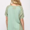 Ribbed & Solid Mixed Raw-Edge Top – Dusty Mint