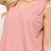 Sleeveless Surplice Top with Shoulder Tie – Rose