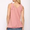 Sleeveless Surplice Top with Shoulder Tie – Rose