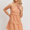 Tiered Textured Sleeveless Dress with Back Keyhole – Blush