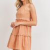 Tiered Textured Sleeveless Dress with Back Keyhole – Blush