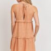 Tiered Textured Sleeveless Dress with Back Keyhole – Blush