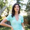 Mesh Ruched Cut-Out Short Sleeve Top – Mint