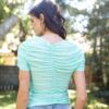Mesh Ruched Cut-Out Short Sleeve Top – Mint