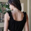 Embroidered Ruffle-Trim Strap Crop Top – Black
