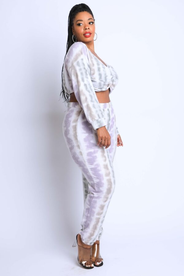 Tie Dye Off-Shoulder Jogger Set – Purple Multi