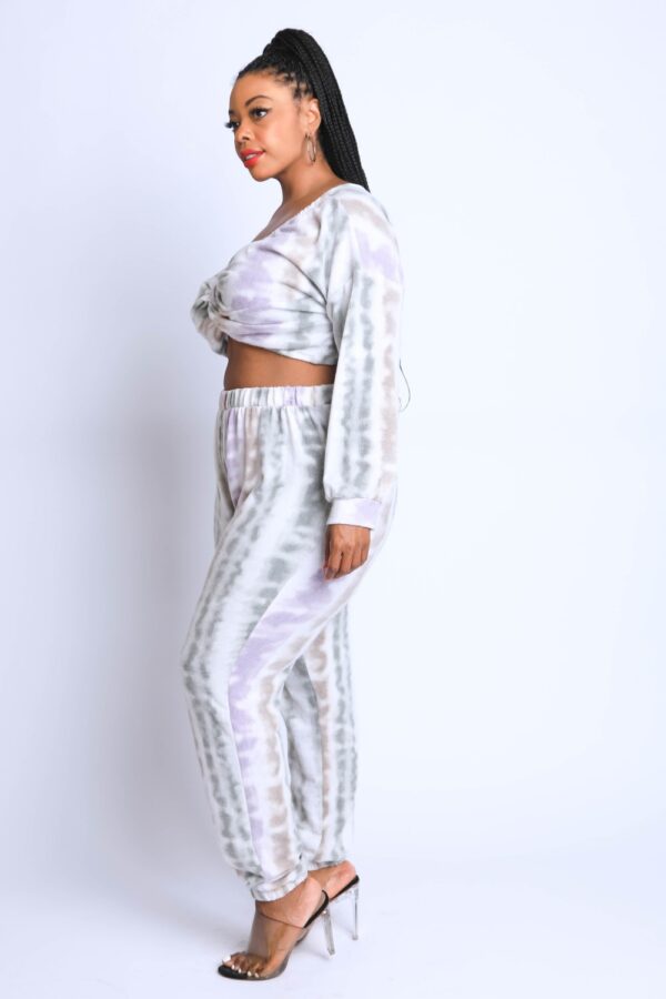 Tie Dye Off-Shoulder Jogger Set – Purple Multi