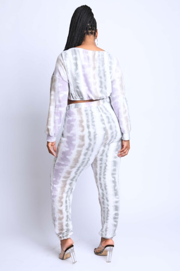 Tie Dye Off-Shoulder Jogger Set – Purple Multi