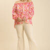 Sheer Floral Off-Shoulder Top with Metallic Threading – Plus Size