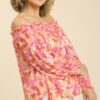 Sheer Floral Off-Shoulder Top with Metallic Threading – Plus Size