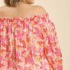 Sheer Floral Off-Shoulder Top with Metallic Threading – Plus Size