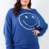 Plus Size Dolman Sleeve Flannel Top with Smile Print – Teal