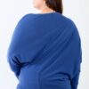 Plus Size Dolman Sleeve Flannel Top with Smile Print – Teal