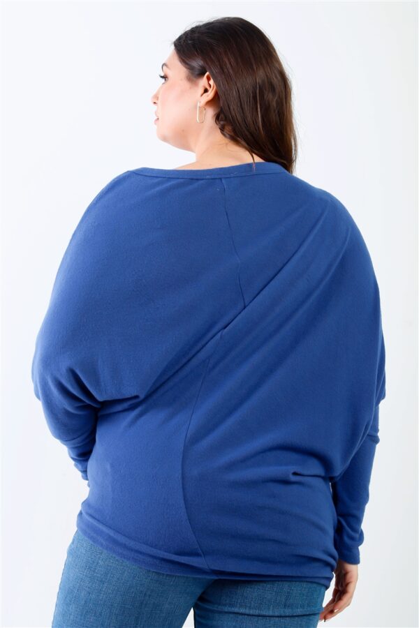 Plus Size Dolman Sleeve Flannel Top with Smile Print – Teal