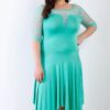Plus-Size Mint Lace Handkerchief-Hem Midi Dress